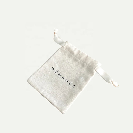 Custom Logo Printed Drawstring Canvas Bag Gift Jewelry Packaging Organic Cotton Canvas Pouch