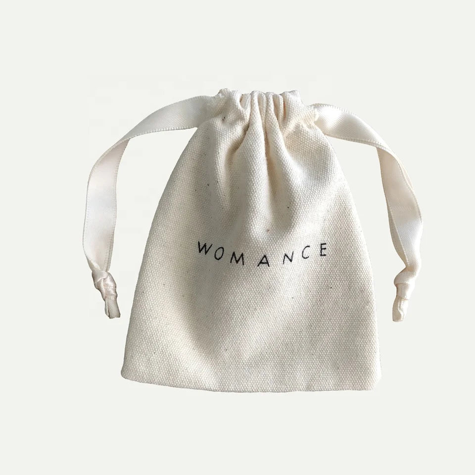 Custom Logo Printed Drawstring Canvas Bag Gift Jewelry Packaging Organic Cotton Canvas Pouch