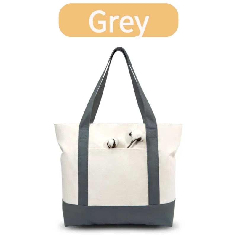 1/3/6PCS Canvas Tote Bag with an External Pocket DIY Beach Bag for Party Wedding Favors Daily Reusable Grocery Shopping Bag