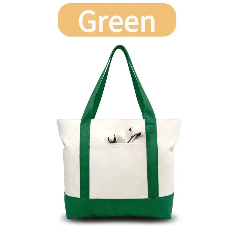 1/3/6PCS Canvas Tote Bag with an External Pocket DIY Beach Bag for Party Wedding Favors Daily Reusable Grocery Shopping Bag