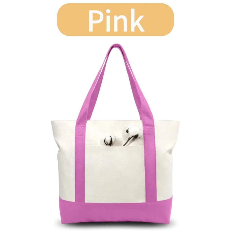 1/3/6PCS Canvas Tote Bag with an External Pocket DIY Beach Bag for Party Wedding Favors Daily Reusable Grocery Shopping Bag