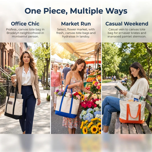 1/3/6PCS Canvas Tote Bag with an External Pocket DIY Beach Bag for Party Wedding Favors Daily Reusable Grocery Shopping Bag