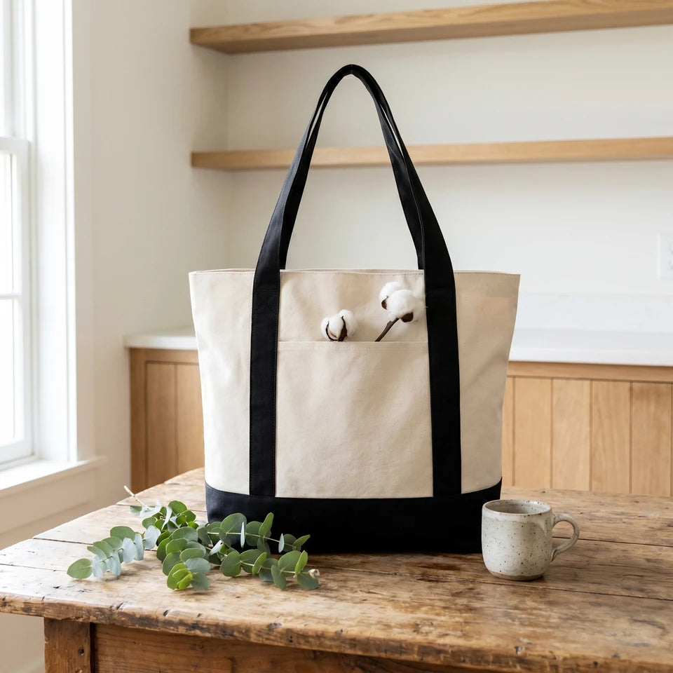 1/3/6PCS Canvas Tote Bag with an External Pocket DIY Beach Bag for Party Wedding Favors Daily Reusable Grocery Shopping Bag